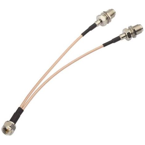 F-Stecker-Splitter, 15 cm, connettore F maschio su due connettori F femmina, cavo RG316 2 vie, 50 Ohm, bassa impedenza, bassa attenuazione, splitter V per TV, audio, video e ricevitori satellitari (1/4)