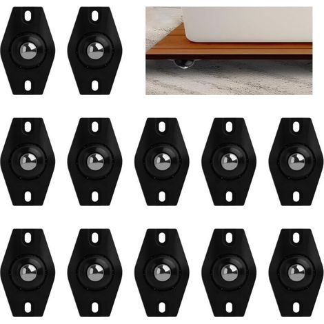 Lot de 12 roulettes pour Petits Meubles, roulettes à Billes Universelles 360 Degrés, Auto-Adhésives en ABS, Charge Maximale 15 kg, Noires, pour Meubles et Applications Industrielles (1/5)