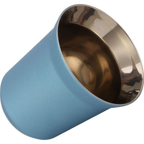 Tasse à café en acier inox double paroi isolée, capsule bleu clair 160ml pour café maison ou boutique