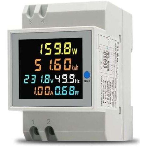 Einphasen-Energiezähler, digitaler Stromzähler AC 40–300 V 100 A, 1-Phasen-Stromzähler, DIN-Schienen-Wattmeter, Wattmeter, kWh-Zähler, Voltmeter, Amperemeter