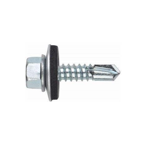 (4,8X25 P16) TORNILLO AUTOTALADRANTE DE CABEZA HEXAGONAL TORNILLO CON ARANDELA VULCANIZADA DE(100U) - INDEX