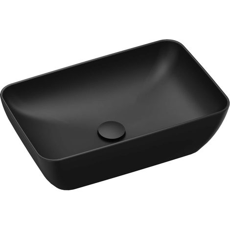 Ravak UNI - Lavabo sobre encimera 50x31 cm, sin rebosadero, negro mate XJX0D150000