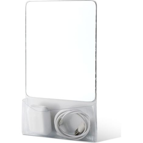 Miroir magnétique en verre véritable 17 x 14 cm blanc pour casiers, salles de bain et bureaux (1/5)