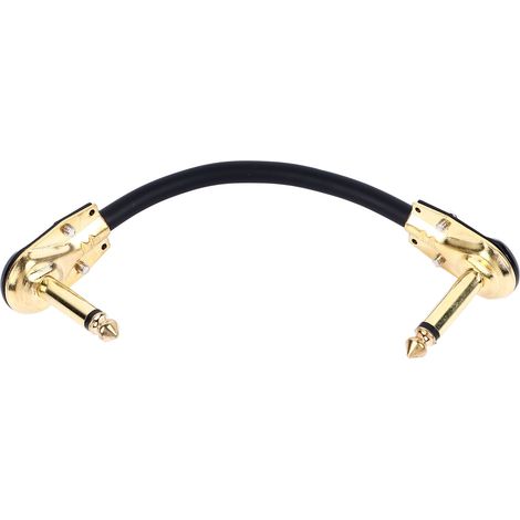 Lot de 2 Câbles Plats pour Pédales de Guitare Électrique, 15cm (5,9 pouces), Accessoire Instrument, Connecteurs Dorés (1/5)