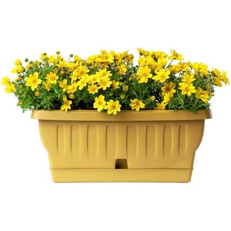 Fioriera Natura con Sottovaso Ocra 20cm Bama