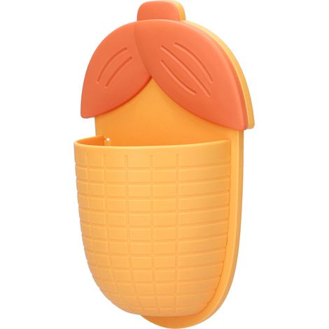 Étagère Murale Adhésive en Forme d'Épi de Maïs, Organisateur sans Trace pour Salle de Bain ou Bureau, Couleur Jaune Vif (1/5)
