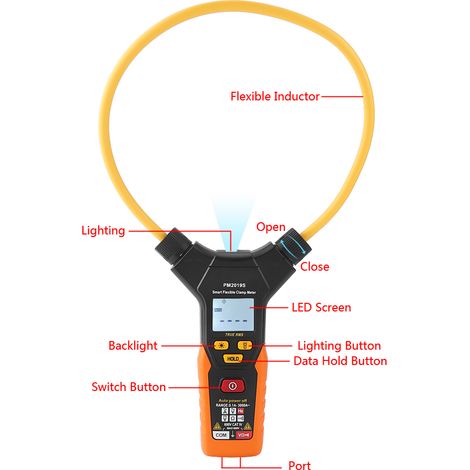 PEAKMETER PM2019S Tragbares, hochpräzises digitales Multimeter, flexibles Zangenmessgerät für Widerstands- und Frequenzmessungen (1/5)