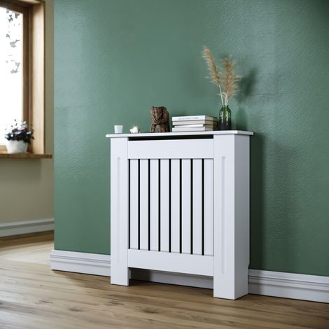 SONNI Copritermosifone Bianco Verticale Lamellare Laccato Copritermosifone 78x19x81cm Piccolo (1/4)