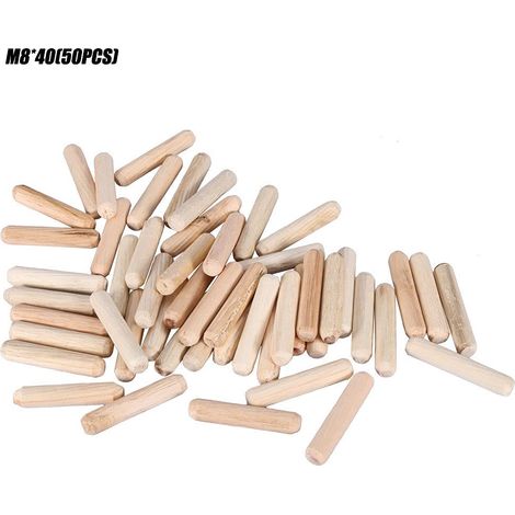 Tiges - de chevilles robustes M8 x 30/40/50/60 mm, bâtons en bois pour assemblage de planches de bois de meubles, 50 pièces (-G (1/5)
