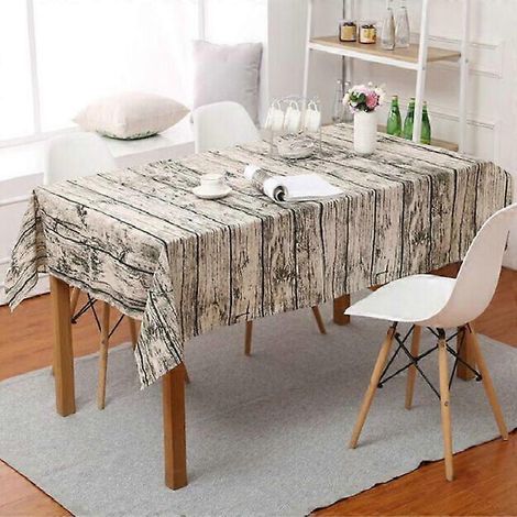 Nappe en lin et coton imitation écorce, dimensions 140x180 cm, aspect bois. (1/3)