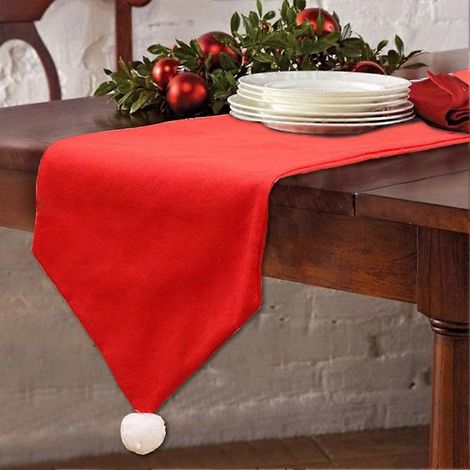 Chemin de table de Noël lavable, classique, orné de boules de neige, pour décorer votre table pendant les fêtes de fin d'année. Dimensions : 35,5 x 178 cm. (1/4)
