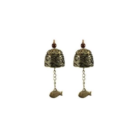 Lot de 2 clochettes Feng Shui vintage en laiton et alliage de zinc, carillon à vent traditionnel chinois pour maison et jardin –