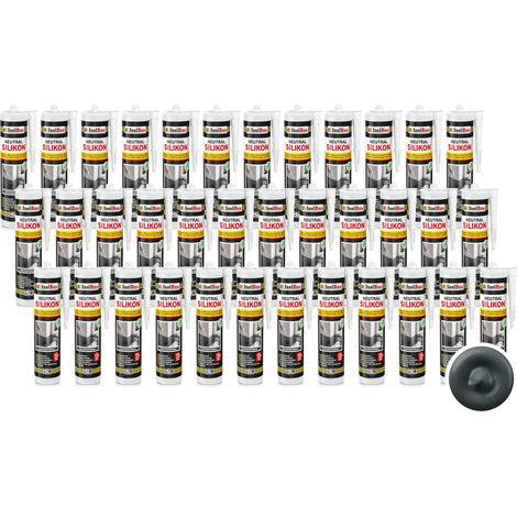Neutralsilikon Naturstein Marmor Sanitär Silikon Inn/Auß 36x 300ml Anthrazitgrau (1/5)
