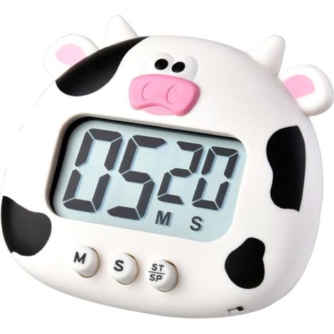 Minuteur Électronique Cuisine en Abs Forme Bœuf Cartoon Blanc (1/5)