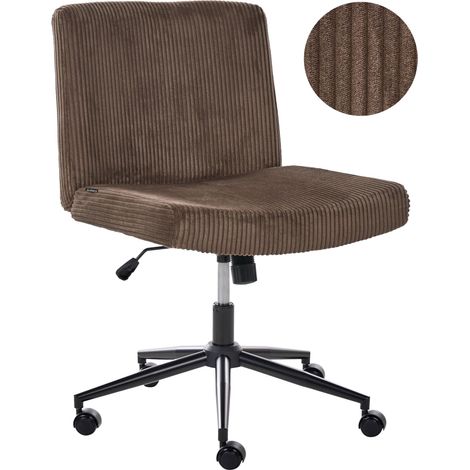 Chaise de Bureau en Velours Côtelé Pivotante Siège Pneumatique Inclinable Marron Foncé Geddes (1/5)