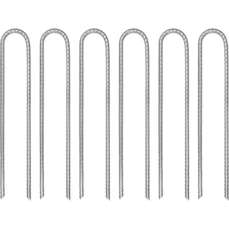 Zeltheringe 6 Stk. U-Form 30 cm Ø7 mm Verzinkter Stahl