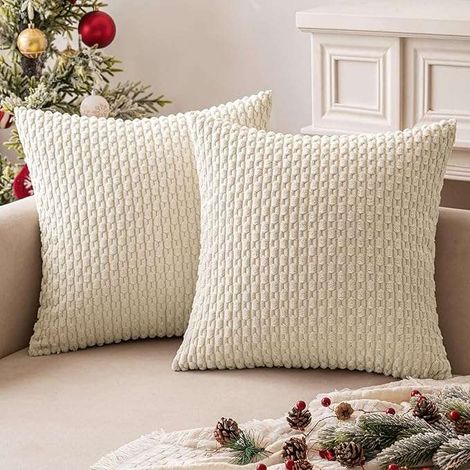 Federe decorative 40x40 cm, set da 2, colore bianco crema.