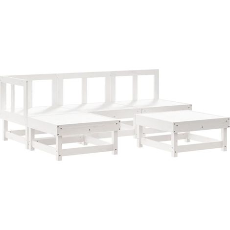 Gartenmöbelset 5-teilig Weiß Massivholz Kiefer