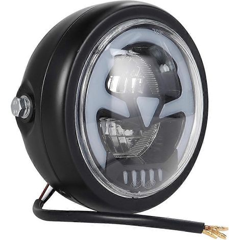 Universal Motorrad 6,3 Zoll 35W LED Scheinwerfer Fern Abblendlicht Runde Scheinwerfer für Cafe Racer, Gelbes Licht (1/5)