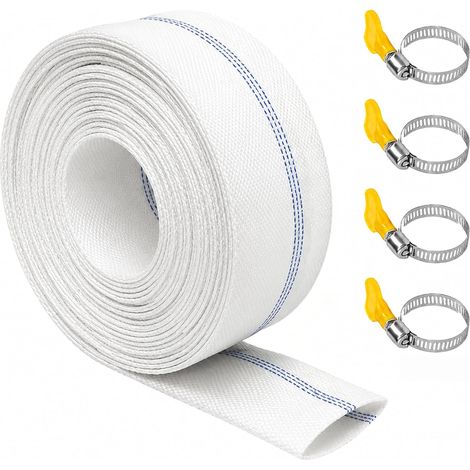Discharge Hose Ø 1 1/4 (32 mm), 20 m Woven Hose Includes 4 Stainless Steel Clamps for Submersible Pumps, Garden Irrigation, Agriculture (1/5)