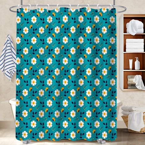 Voile de douche fluide en polyester 180x180 À œillets renforcés polyester pour salle de bain pour cacher un carrelage un peu vieillot (1/5)