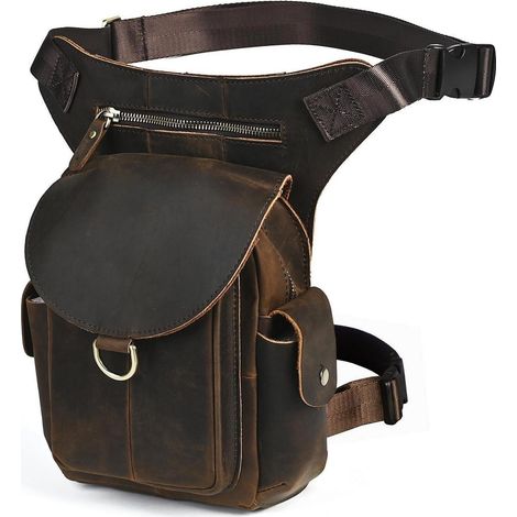 Herren Beintasche aus Canvas und Leder, Motorrad, Outdoor, Hüfttasche (1/5)