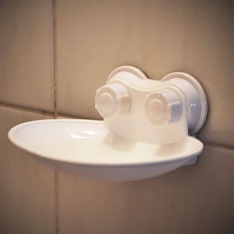 TrAdE Shop Traesio - Portasapone Portasaponetta Accessorio Bagno Attacco A Ventosa Bianco - (1/2)
