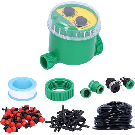 Kit d'irrigation goutte-à-goutte 25m Automatique Programmable Arrosage Jardin Plantes Fleur Serre Ajustable (1/4)