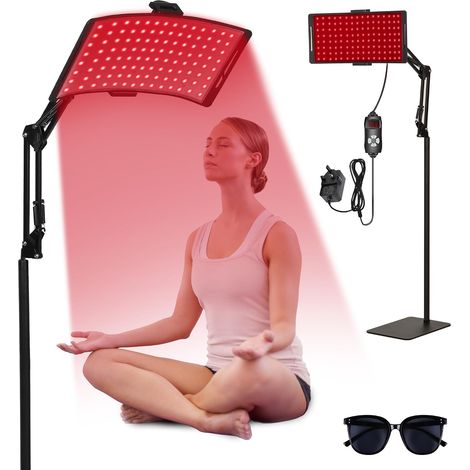 Lámpara de terapia de luz roja para rostro y cuerpo, lámpara de terapia de luz infrarroja roja con soporte profundo de 660 nm y 850 nm