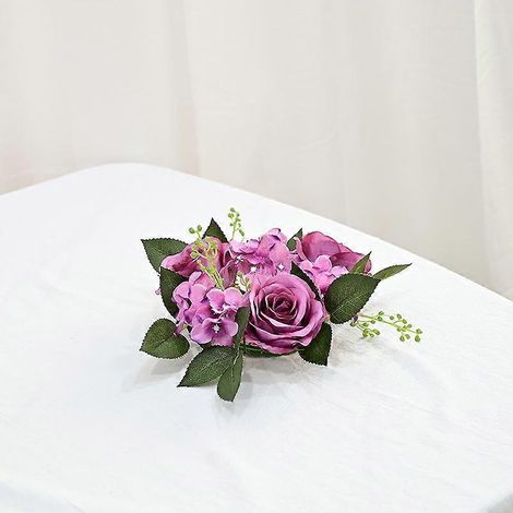 Couronne de fleurs artificielles en soie (1 pièce/20 cm) pour chandelier, guirlande de roses artificiellesviolet (1/5)