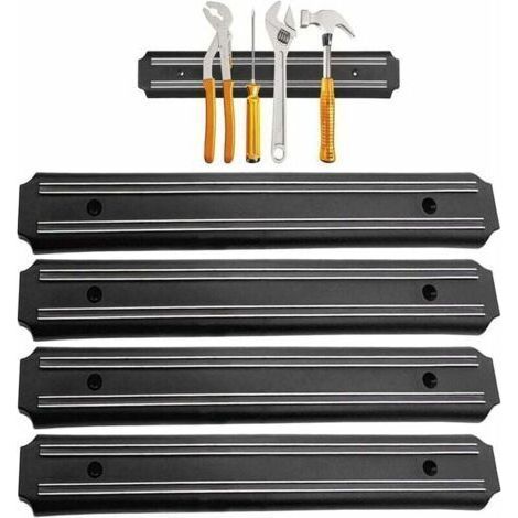 FENOPLASTICAPorte-outils magnétique mural, lot de 4, dimensions : 33 cm x 5 cm. Poignée magnétique pour outil. Panneau pour porte-outils. Bande magnétique. Poignée magnétique pour outil. (1/5)