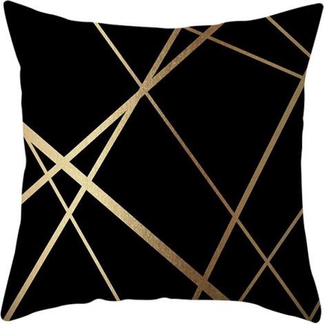 45×45 cm Schwarzer Samt Dekorative Kissenbezüge Goldene Linien Geometrie Kissenbezug Wohnzimmer Schlafzimmer Bank Sofa Kissenbezug 2er-Set