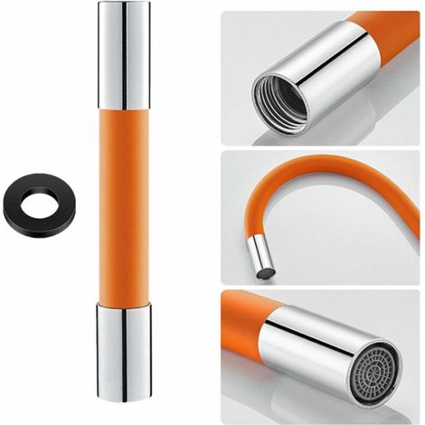 Tuyau de rallonge universel pour robinet à tout usage avec filtre à bulles (avec joint étanche), orange 20cm (1/5)
