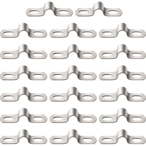 20pcs Ø 8mm U Clamps, Cable Clips 2 Holes Stainless Steel Fastening, U Shaped Saddle Support Two Holes for Pipes and Cables (1/5)
