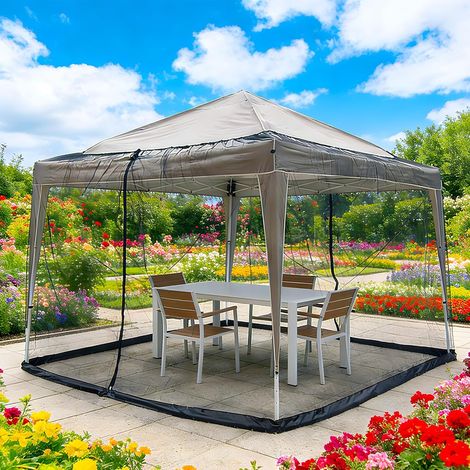 Bardusch - Moustiquaire de Parasol, 3x3M Toile de Tonnelle Moustiquaire Exterieur avec 2 zippé, Rideau pour Pergola, Filet, Carré, pour Pavillon de Jardin (1/5)