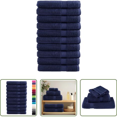 vidaXL Marineblau - Premium Handtücher SOLUND 10 Stk. Marineblau 100x200 cm 600 g/m² (1/5)