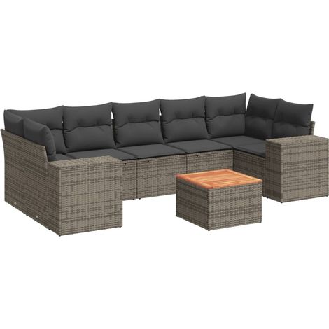 Maison Exclusive - 8-tlg. Garten-Sofagarnitur mit Kissen Grau Pol