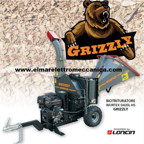 Wortex GRIZZLY D420L-HS Biotrituratore a rullo 14 HP Taglio 120 mm Loncin