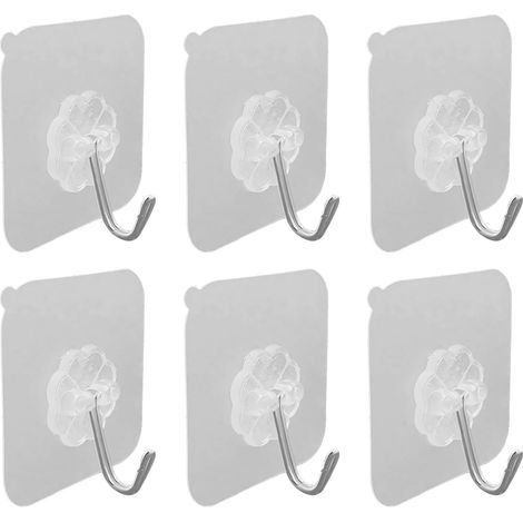 Lot de 10 crochets adhésifs transparents, réutilisables, étanches et sans couture pour la cuisine et la salle de bain. (1/5)