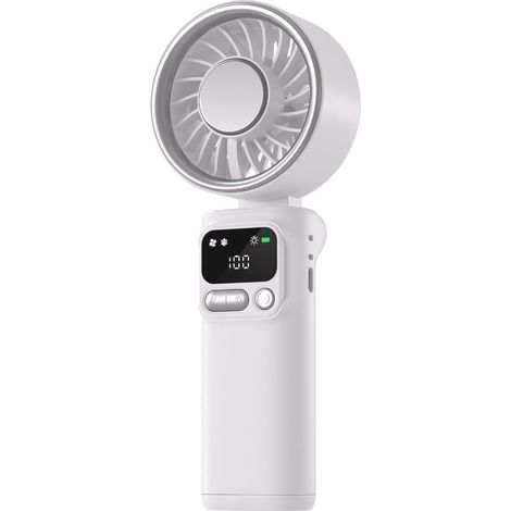Ventilador plegable para enfriar hielo, mini ventilador portátil para exteriores, viento fuerte, velocidades ajustables, recargable por USB, ventilador de mano, blanco (1/5)