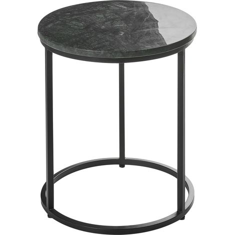 Table d'Appoint Moderne Base en Céramique Plateau en Marbre Structure en Métal 40 cm Vert Foncé Tyrell