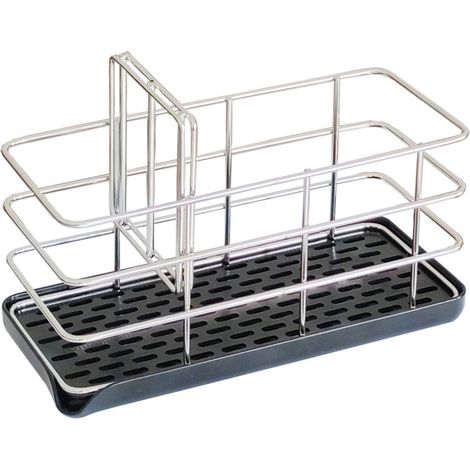 Support de cuisine en acier inoxydable 304 pour évier, plateau noir, organisateur de plan de travail (1/5)