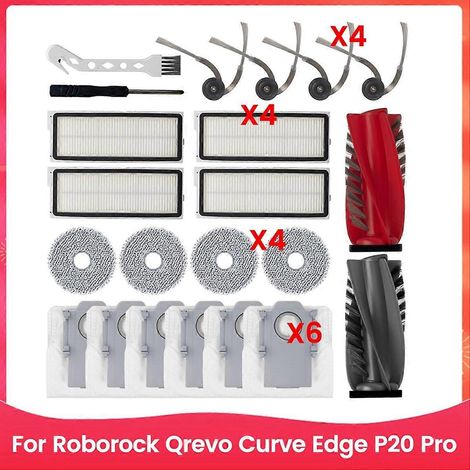 Pièce de rechange pour aspirateur Roborock Qrevo Curve Edge P20 Pro : brosse latérale principale et filtre HEPA. (1/5)