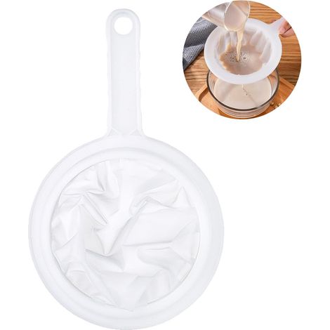 Passoire en maille, 400 mailles, tamis de cuisine en plastique fin avec crochet de poignée, filtre alimentaire pour jus, lait de soja, café (1/5)