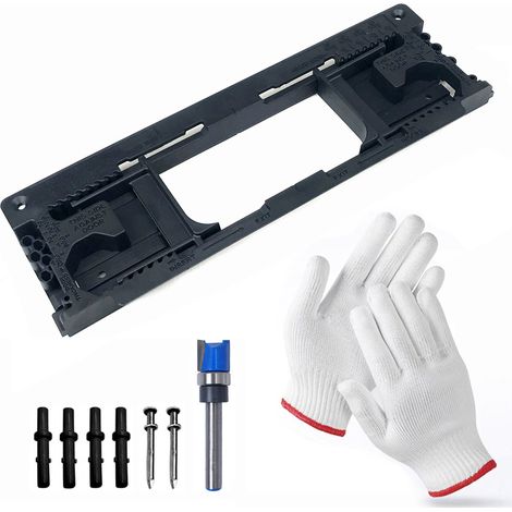 Kit d'Installation avec Gabarit et Gants – Pour le Perçage des Charnières et Serrures (H617S-red, 330x115x30, Rouge) (1/4)