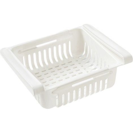 (1 pieza, blanco) Organizador de cajones para refrigerador, organizador para el hogar con divisor para refrigerador, soporte para estantes (1/4)