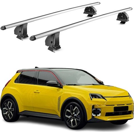 OMAC Aluminium Dachträger Querträger für Renault 5 E-Tech 2024-2026 – TÜV / DIN 75302:2019 – Abschließbar – T-Nut – Max. 75 kg – 2 Stangen – Silber (1/5)