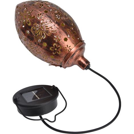 Guirlande lumineuse solaire LED Iron Hollow Water Drop Lamp, lanterne à suspendre pour jardin ou extérieur. (1/5)