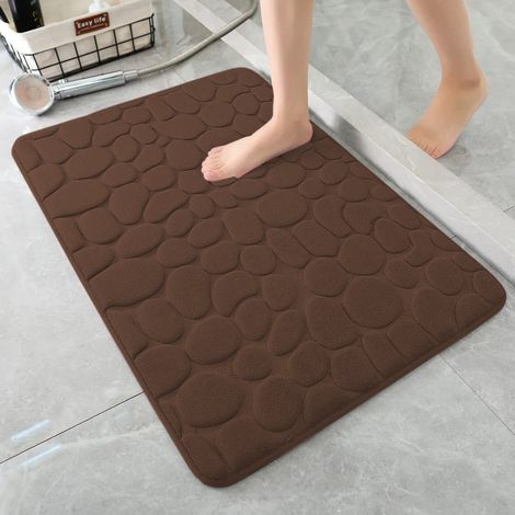 Tappetino da bagno in memory foam - Tappetino da doccia assorbente - Tappetino da bagno - Tappeto decorativo - Antiscivolo - per bagno e soggiorno - 40 x 60 cm - Marrone, Memory Foam 35D