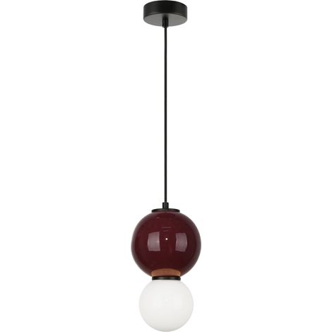 Suspension bordeaux/blanc 2 globes Ø15 LED 5W Italux (1/5)